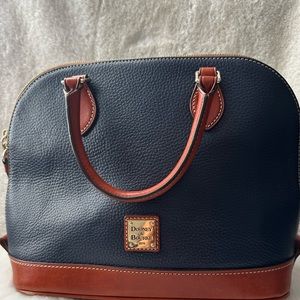Dooney & Bourke Navy Blue Brown Leather Vintage